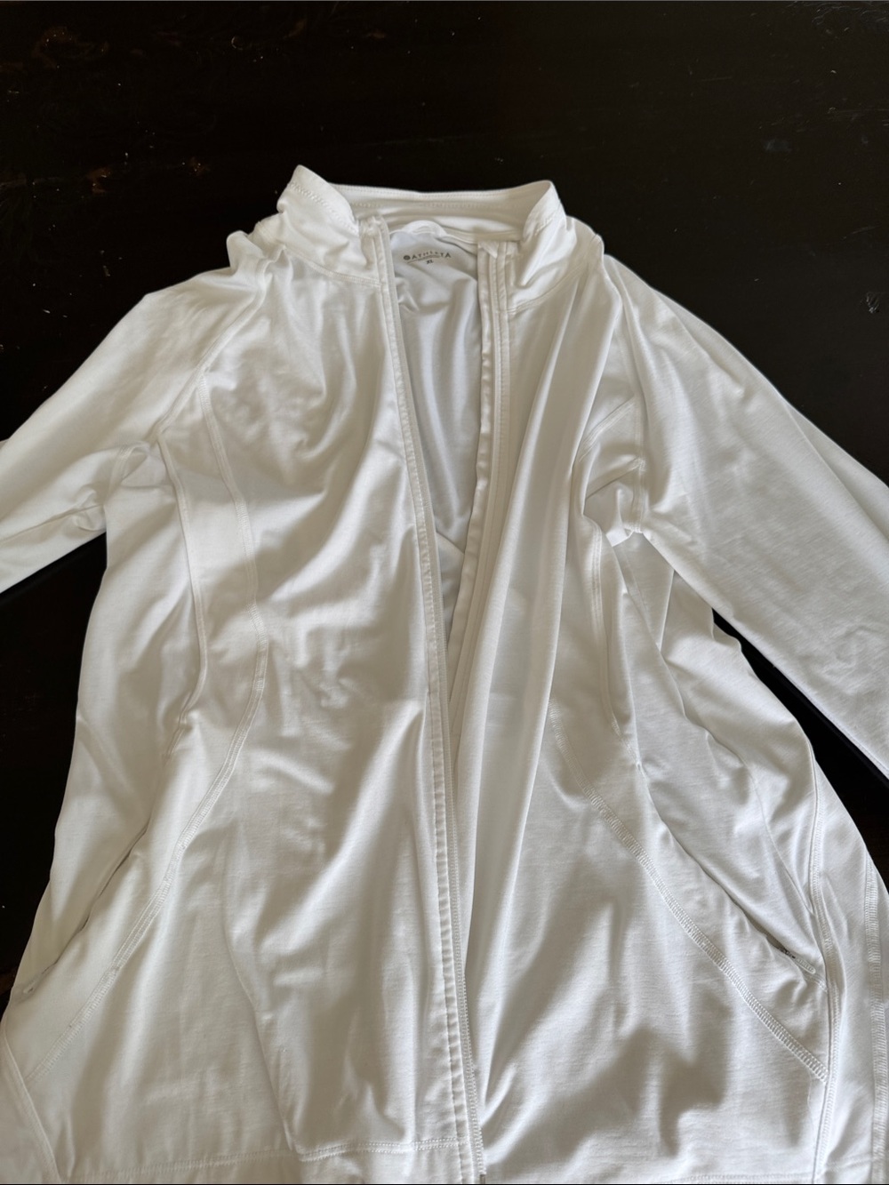 Athleta White Long-Sleeve Zip Swim Coverup